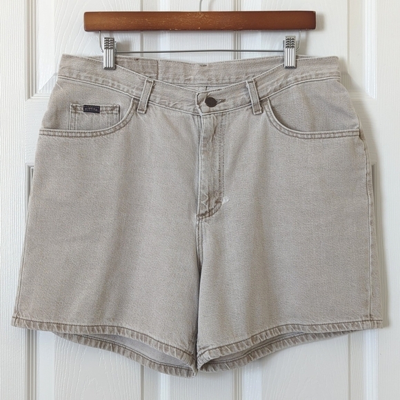 Riders 90's Vintage Classic High Waisted Relaxed Fit Denim Jean Shorts Beige 34 - Picture 1 of 13
